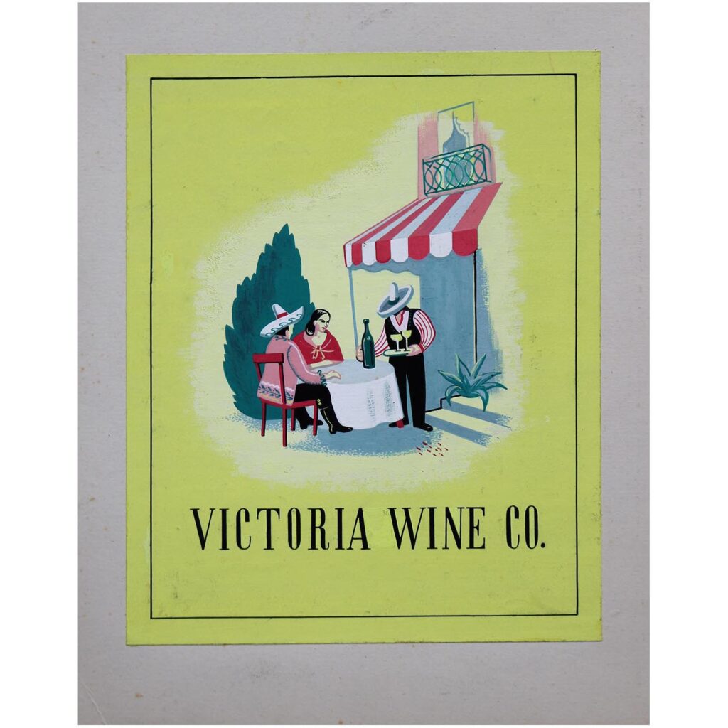 Original Illustration art for Victoria Wine Co., 1940s