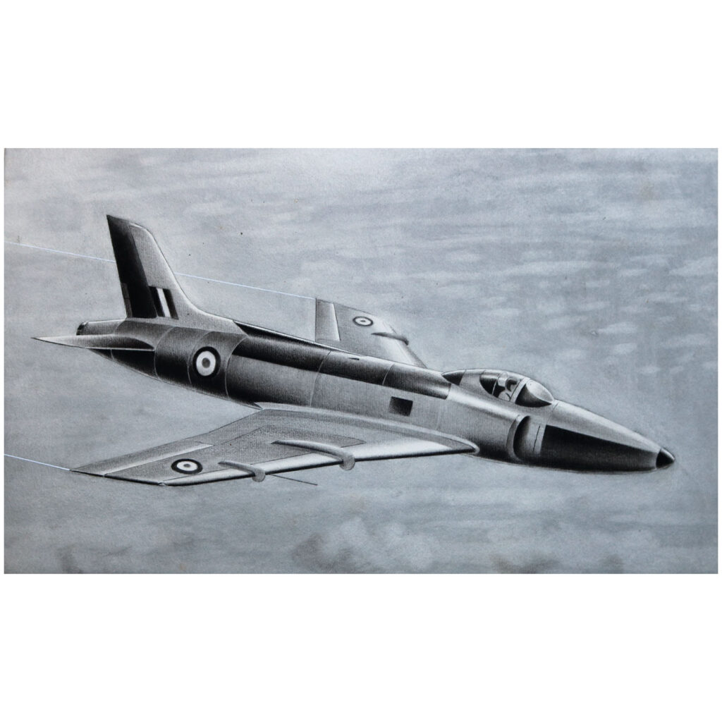 RAF Supermarine Swift original painting, 1950s
