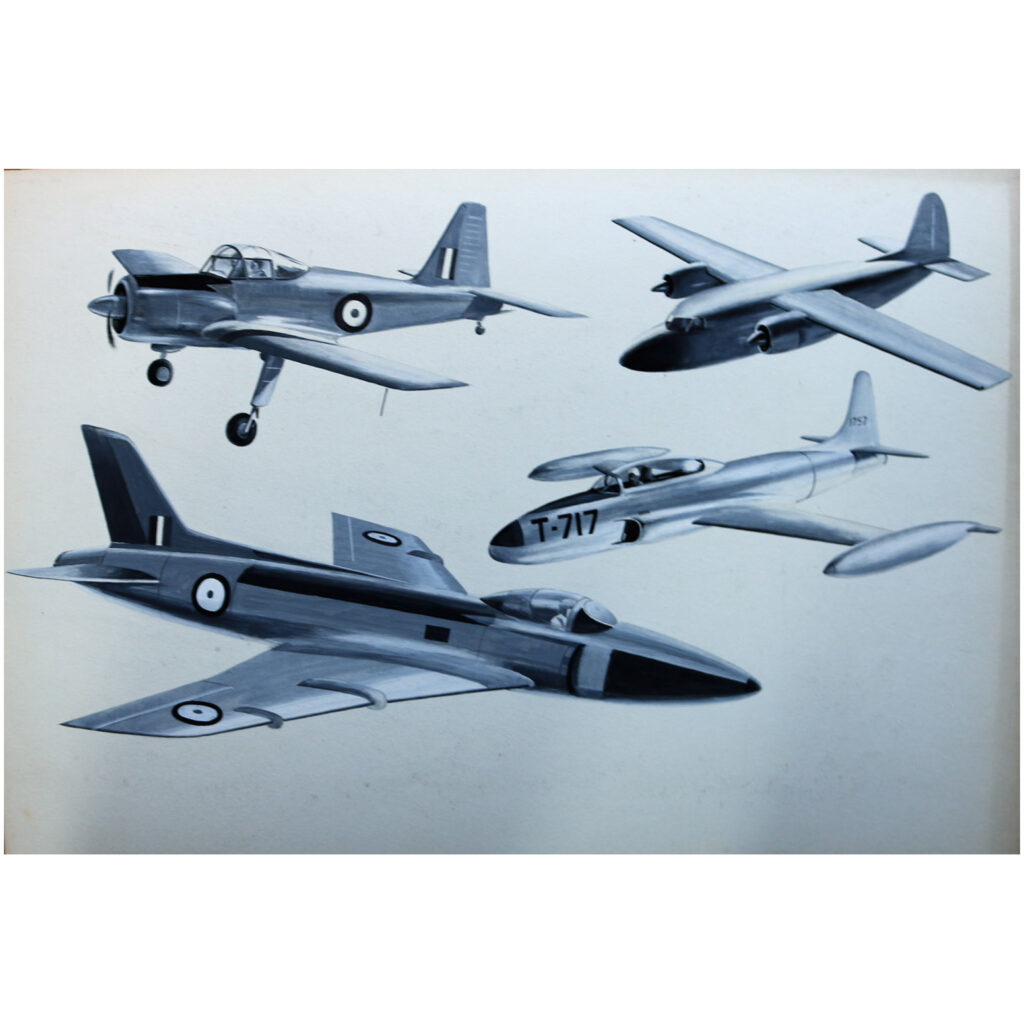 An original 1950s painting of British Military Aircraft