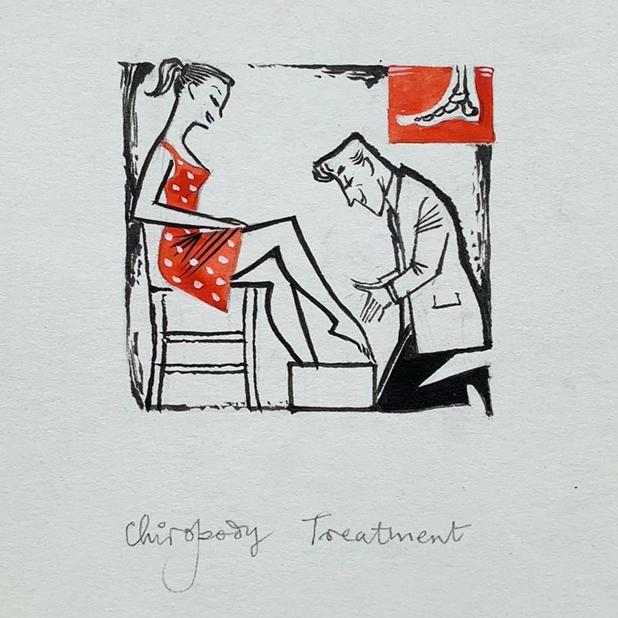 Edgar Norfield humorous illustration title 'Chiropody Treatment'