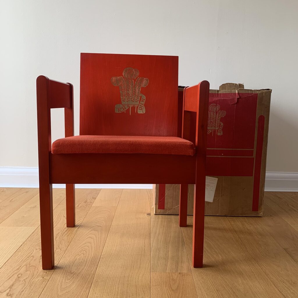 An original Prince of Wales Investiture chair together with rare presentation box