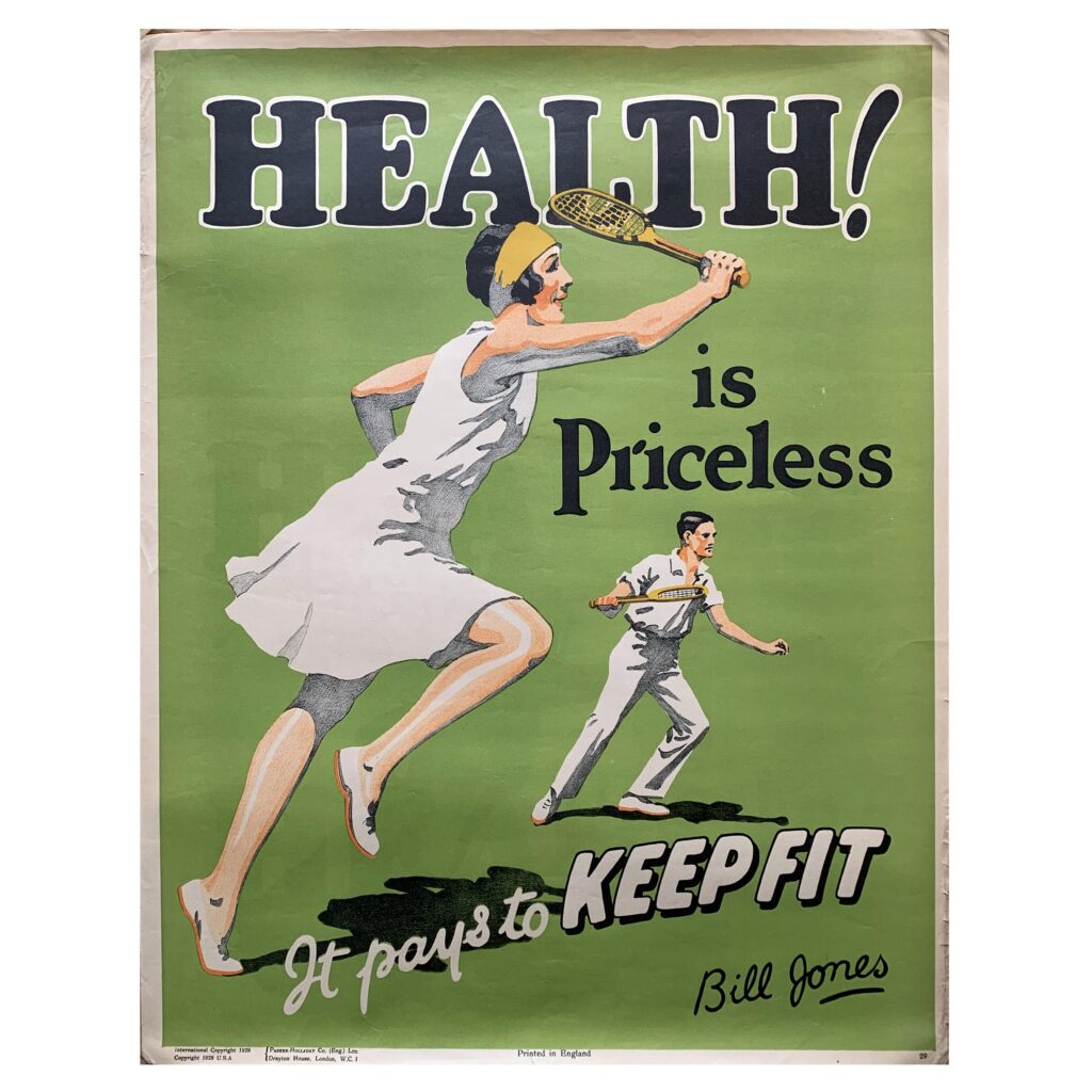 An original 1920s tennis themed motivational poster