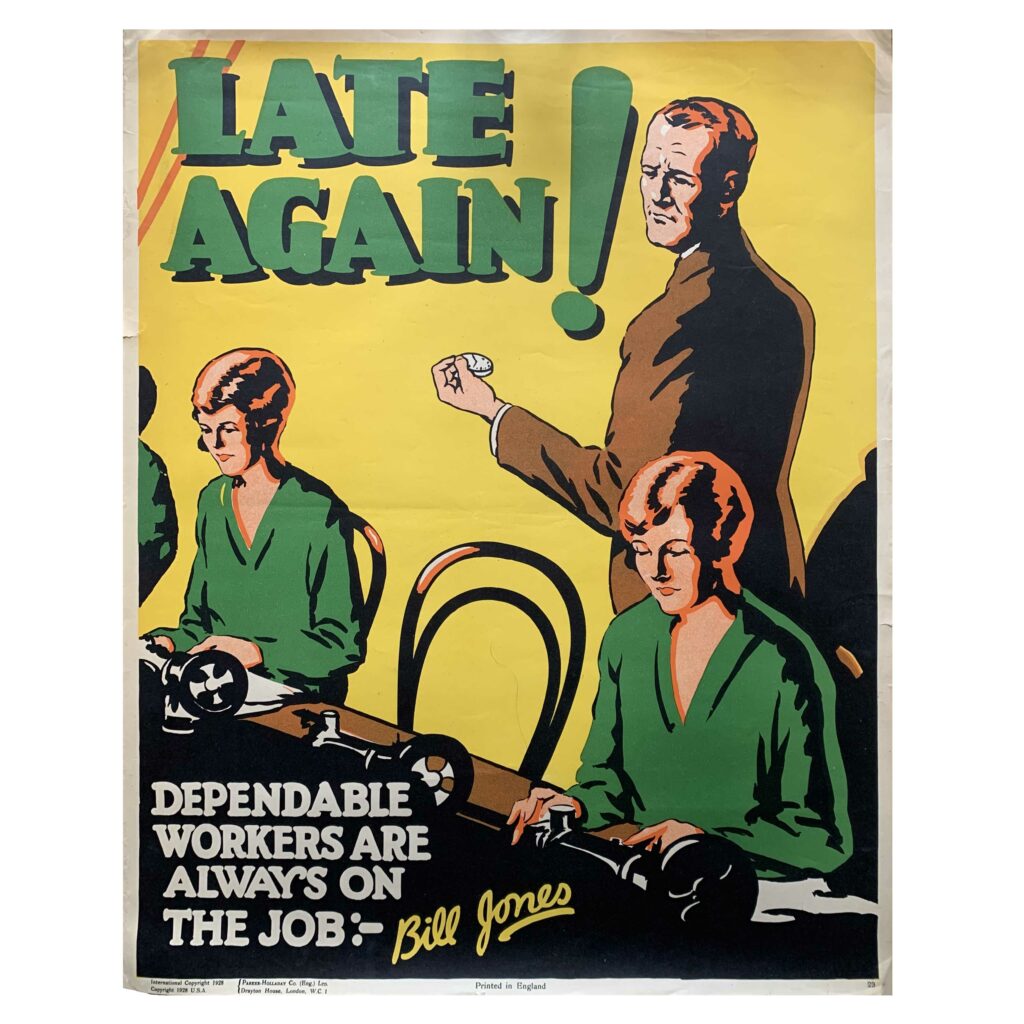 An original vintage 1920s Bill Jones poster for employee motivation