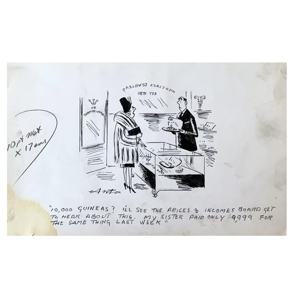 Original Anton Cartoon - Jewellery Dealer and Customer 1