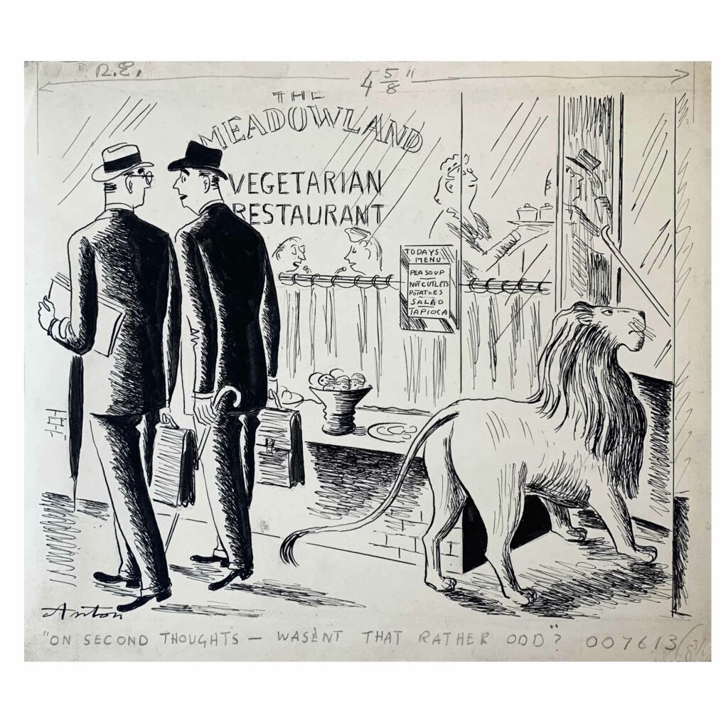 Anton Cartoon - Vegetarian Restaurants 1946